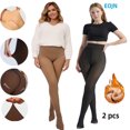 thumbnail image 2 of 2 Pairs Fleece Lined Tights Women, Thick Thermal Leggings Sheer Tights for Women, Fake Translucent Winter Warm Pantyhose Stockings, 2 of 6