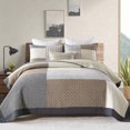thumbnail image 5 of Bedduvit Farmhouse Queen Size Quilt Set - 100% Cotton Beige Brown Gray Real-Patchwork Plaid Queen Quilts Bedspread, Lightweight Reversible Coverlet/Bedding Set for All Season, 3-Piece (98"x90"), 5 of 11