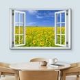 thumbnail image 3 of wall26 Canvas Print Wall Art Window View Spring Yellow Sunflower Country Field Wilderness Nature Photography Realism Scenic Landscape Colorful Multicolor for Living Room, Bedroom, Office - 16"x2, 3 of 5