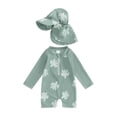 thumbnail image 3 of Ymyiu Infant Swimsuit Boy Baby Boy Rash Guard Swimsuit Long Sleeve Zipper One Piece Swimwear Toddler Bathing Suit Sun Cap 0-3 Months (Green,0-3 Months), 3 of 7