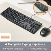 X9 Wired Keyboard and Mouse Combo - Ergonomic Full-Size USB 104-Key Keyboard and Optical Mouse Combo with Mouse Pad for Desktop, Laptop, Windows PC
