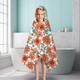 thumbnail image 6 of White Orange Sunflower Green Leaf Pattern Hooded Bath Towel，50"x30" for Ages 3 To 12 Kids, Quick Dry Lightweight Soft Microfiber Hood Beach Towel Cover Up for Kids, 6 of 7
