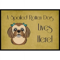 Carolines Treasures Chocolate Brown Shih Tzu Spoiled Dog Lives Here Door Mat Indoor Rug or Outdoor Welcome Mat 18x27