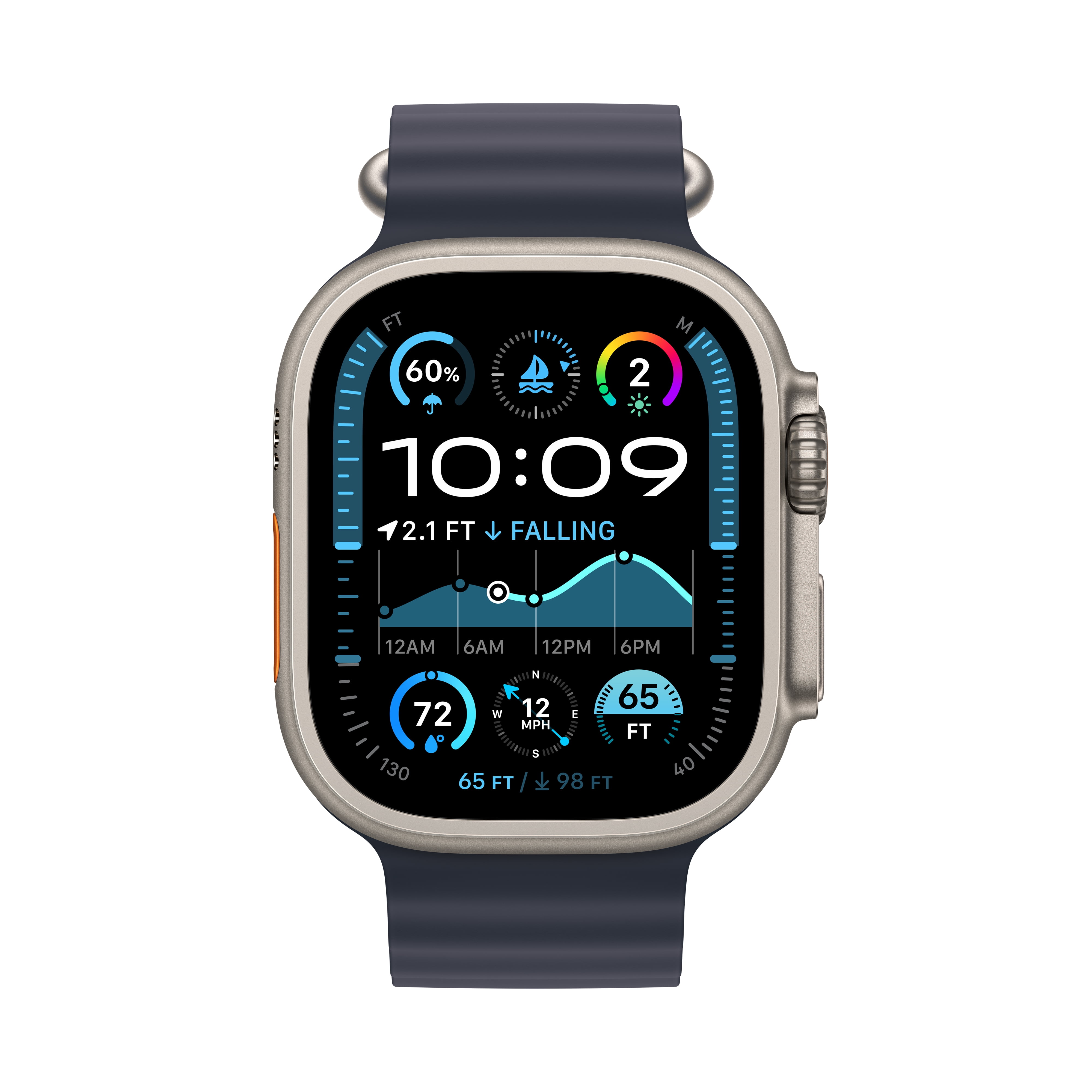 Apple Apple Watch Ultra 2 GPS + Cellular 49mm Natural Titanium Case with Navy Ocean Band