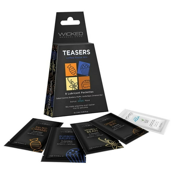 Wicked Sensual Teasers Coffee House Mix 9 Water Based Lubricant Packets