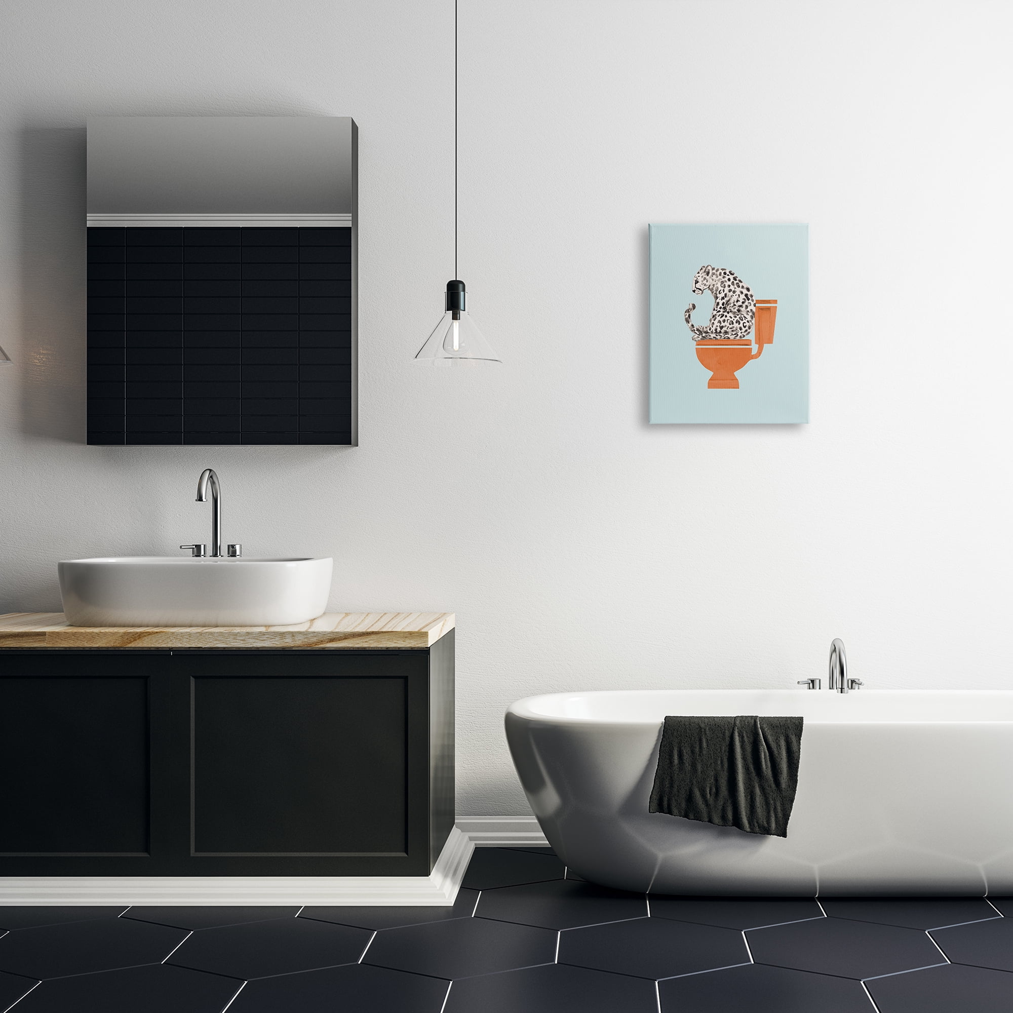 Stupell Industries Cheetah on Bathroom Toilet Animals & Insects Painting Gallery Wrapped Canvas Print Wall Art, 16 x 20