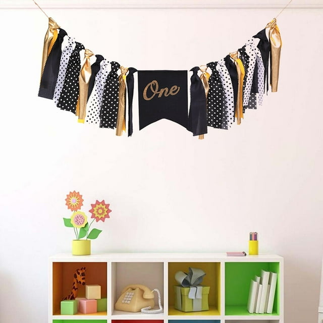 TABLETREANDS One Birthday Highchair Banner Guirnalda Creativa De Arpillera Con Accesorios Pintados Para Celebraciones