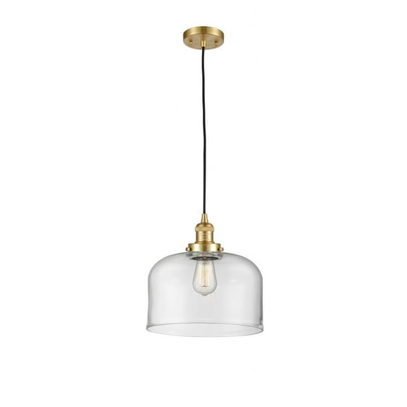 Innovations Lighting  Franklin Restoration Bell - 1 Light 12" Cord Hung Mini Pendant Clear/Satin Gold