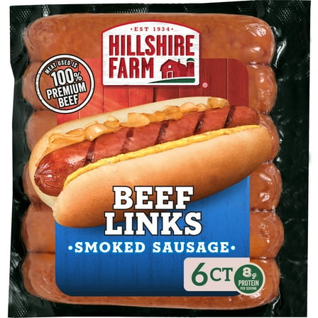 Hillshire Farm Beef Smoked Sausage Links, 6 Links, 12 oz