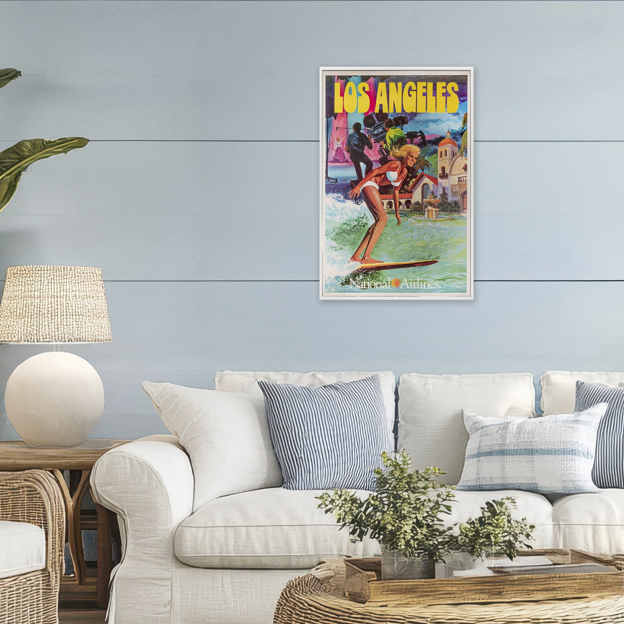 Stupell Industries Vintage Los Angeles Travel White Framed Giclee Art, design by Vintage Posters