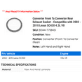 thumbnail image 2 of Converter Front To Converter Rear Exhaust Gasket - Compatible with 2002 - 2010 SC430 4.3L V8 2003 2004 2005 2006 2007 2008 2009, 2 of 2