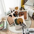 thumbnail image 4 of Set of 4 Boho Mid Century Beige Throw Pillow Covers 18x18 Inches Leaf Branch in Line Art Style Decorative Watercolor Polyester Pillow Cases Square Pillocases for Bed Sofa, 4 of 6