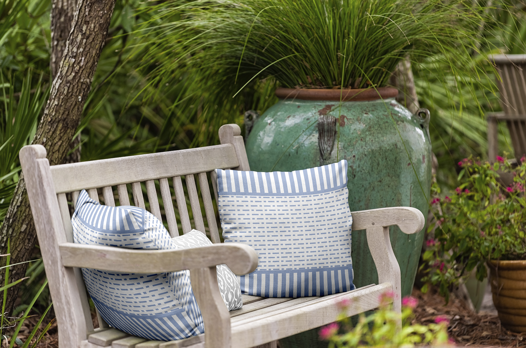 Simply Daisy 20" x 20" Dots and Dashes Indoor/Outdoor Throw Pillow, Peri (1 count)