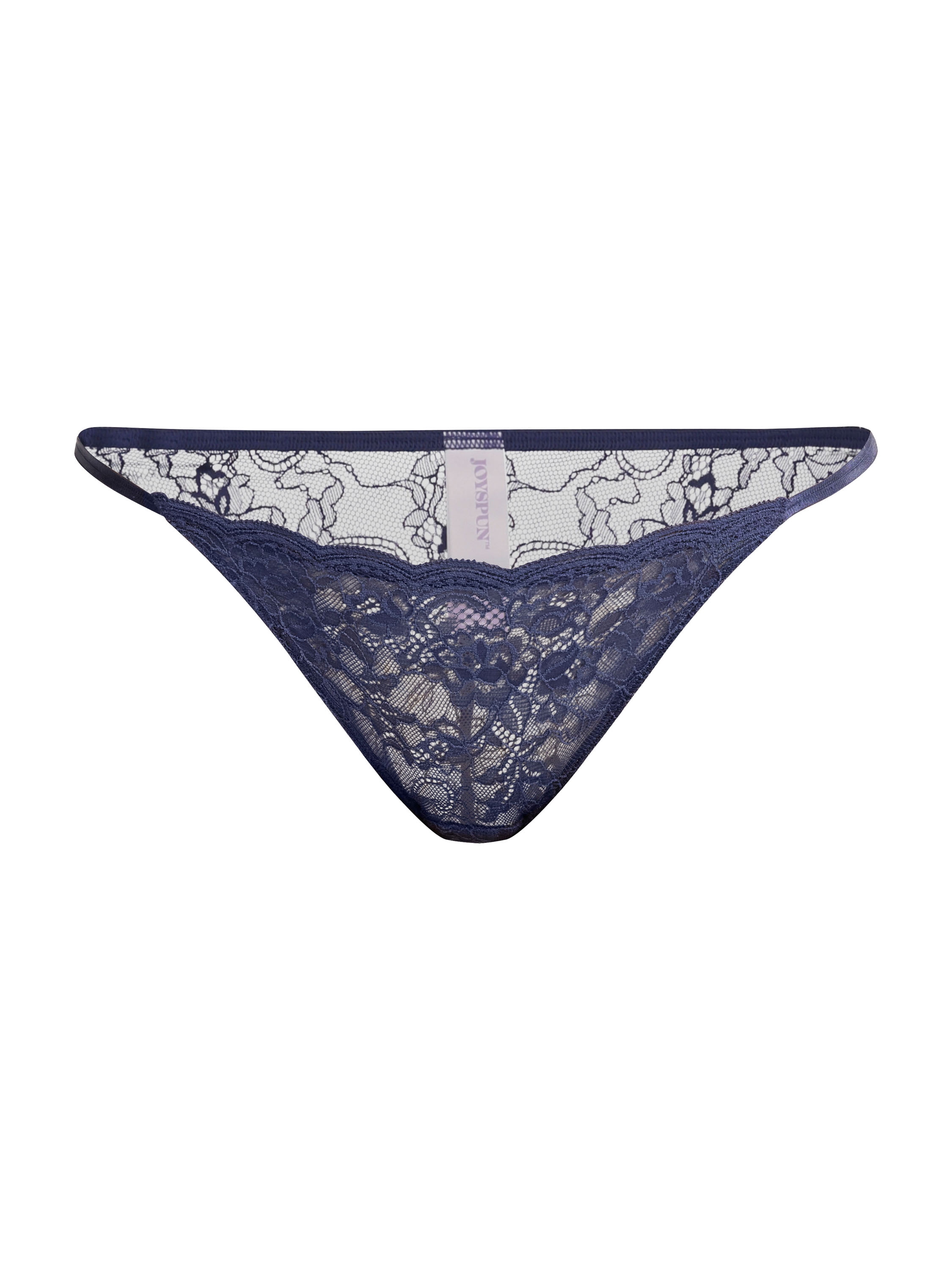 Joyspun String Bikini Panties with Scalloped Lace, 3-Pack, Sizes XS-3XL