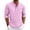 Pink, variant on kosheko Men's Linen Henley Long Sleeve Shirt, Mandarin Collar with Chest Pocket, Button Placket for daily casual use Blue S
