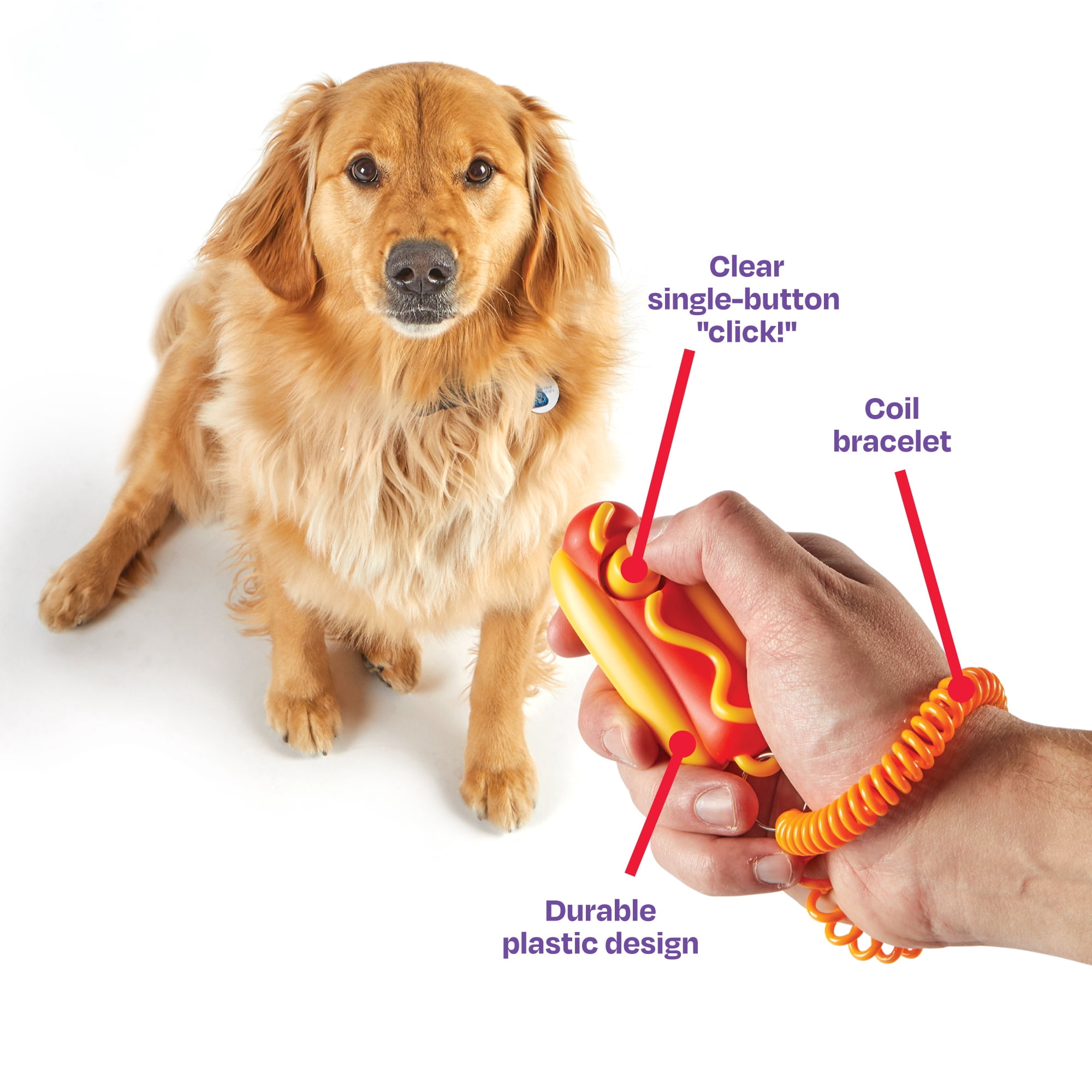 Brightkins Smarty Pooch Hot Dog Training Clicker with Wrist Strap, Pet Behavior Reinforcement for Dog and Puppy