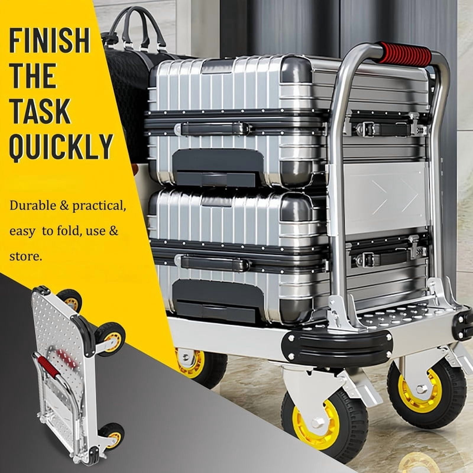 660lbs Capacity Folding Hand Truck, Heavy Duty Steel Utility Rolling Cart, Portable Moving Hand Dolly Cart