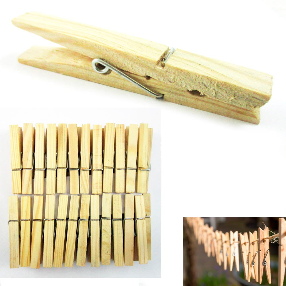 100 Pcs Wood Clothespins Wooden Laundry Clothes Pins Large Spring Regular Size 