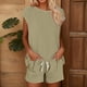 thumbnail image 2 of Conjunto informal de pantalones cortos para mujer - Cordón/cuello redondo - Conjunto cómodo para primavera/verano, 2 of 6