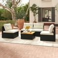 thumbnail image 2 of Gymax 5 PCS Rattan Sofa Set Outdoor Wicker Furniture Set w/ Back Cushions & Square Coffee Table, 2 of 10