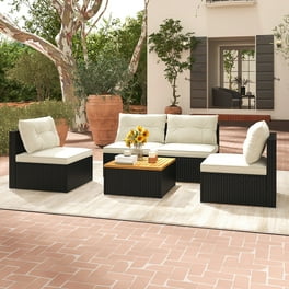 Mf Studio Outdoor Rattan Sofa Patio Conversation Set with Cushions Walmart