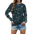 thumbnail image 1 of TWZH Women Planet Graphic 3D Print Crew Neck Long Sleeve Pullover Top, 1 of 4