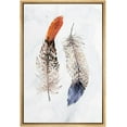 thumbnail image 3 of PixonSign Framed Canvas Print Wall Art Dotted Gray, Red and Blue Feathers Animals Wilderness Illustrations Modern Art Rustic Colorful Multicolor Boho Decor for Living Room, Bedroom - 24"x36", 3 of 5