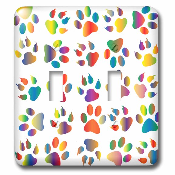 3dRose, Image of Rainbow Gradient Dog Paws Pattern, double toggle switch