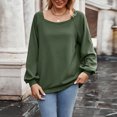 thumbnail image 5 of BLVB Women's Spring Fall Tunic Tops Square Collar Long Sleeve Shirts Solid Casual Loose Ladies Dressy Blouse, 5 of 5