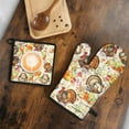 thumbnail image 5 of Happy Thanksgiving Turkey Fall Leaves Pumpkin Kitchen Oven Mitt and Pot Holder Sets 2 Pcs for Baking, Cooking and Grilling, Heat Resistant Up To 392 °F, 5 of 7