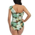 thumbnail image 5 of Picia Colorful Hawaii Palms Pattern Women's One Piece Swimsuits,One Shoulder Swimwear Asymmetric ,Ruffle Monokinis Bathing Suits,High Waisted Flattering Bathing Suits-XX-Large, 5 of 8