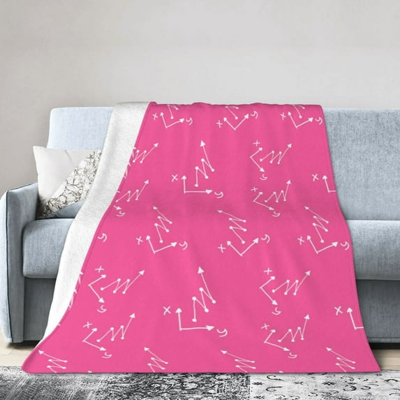 DouZhe Ultra-Soft Micro Fleece Lightweight Flannel Bed Blanket, Pink Doodle Background Print Cozy Warm Throw Blankets, 60"x50"