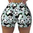 thumbnail image 2 of Balery Panda And Eucalyptus Pantalones cortos de entrenamiento estampados para mujer, sin costuras, ajustados, para gimnasio, yoga, correr, deportes, ejercicio activo, fitness.-Large, 2 of 8