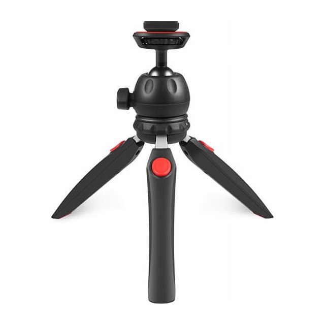 ckepdyeh - Mini trípode portátil multifuncional para VLOG Live, estabilizador con clip para teléfono, soporte antivibración Steady Shot, color rojo
