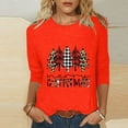 thumbnail image 2 of YanHoo Women Tops 3/4 Sleeve Casual Round Neck Shirts Pullover 3/4 Length Sleeve Tops Christmas Ugly Funny Printed Clothes Fall Clearance Sales Christmas Gifts for Women, 2 of 6