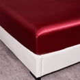 thumbnail image 4 of Full Silk Satin Fitted Sheet, Soft Deep Pocket Sheet, Wrinkle Free, Non Fading, Breathable, Fully Elasticized, Burgundy, 4 of 6