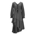 thumbnail image 4 of Miqool Dresses for Women Vintage Cowgirls Lace Up Midi Dress Casual Fall Long Sleeve Ruffled Sundresses Fashion Outfit, 4 of 8