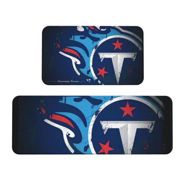 Juego de 2 alfombrillas de cocina de terciopelo de cristal con el logotipo del equipo de fútbol Titans, alfombrilla absorbente antideslizante para el hogar, el dormitorio y la cocina