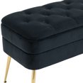 thumbnail image 5 of Storage Ottoman Bench, Velvet Upholstered Seat Ottoman Storage Bench with Golden Legs, Bedroom End Bench with Safety Hinge, Padded Blanket Chest for Living Room & Bedroom, 40.9" Width, Black, 5 of 9
