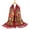 Wine, variant on Women’s Folk Art Print Square Scarf Tassel Tie Closure Soft Linen Blend Light Wrap For Sightseeing Trips Red