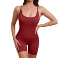 thumbnail image 2 of Crunowin Women's Seamless Jumpsuit, Sleeveless Cross Strap Shapewear Workout Bodysuit Wine L, 2 of 7