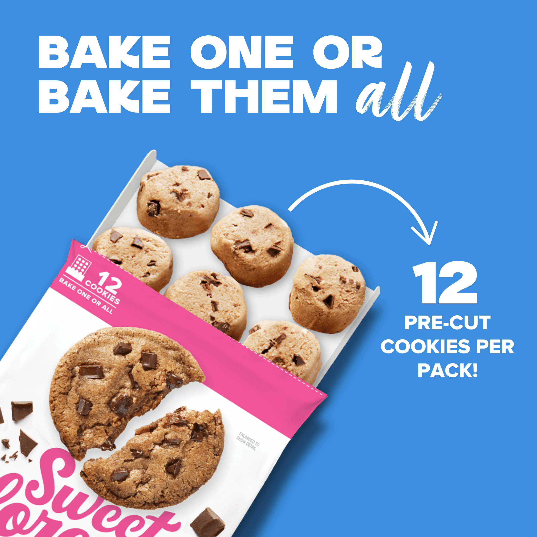 Sweet Loren's Ready to Bake Chocolate Chunk Cookie Dough, Gluten Free & Vegan, Top 9 Allergen Free, 12 oz