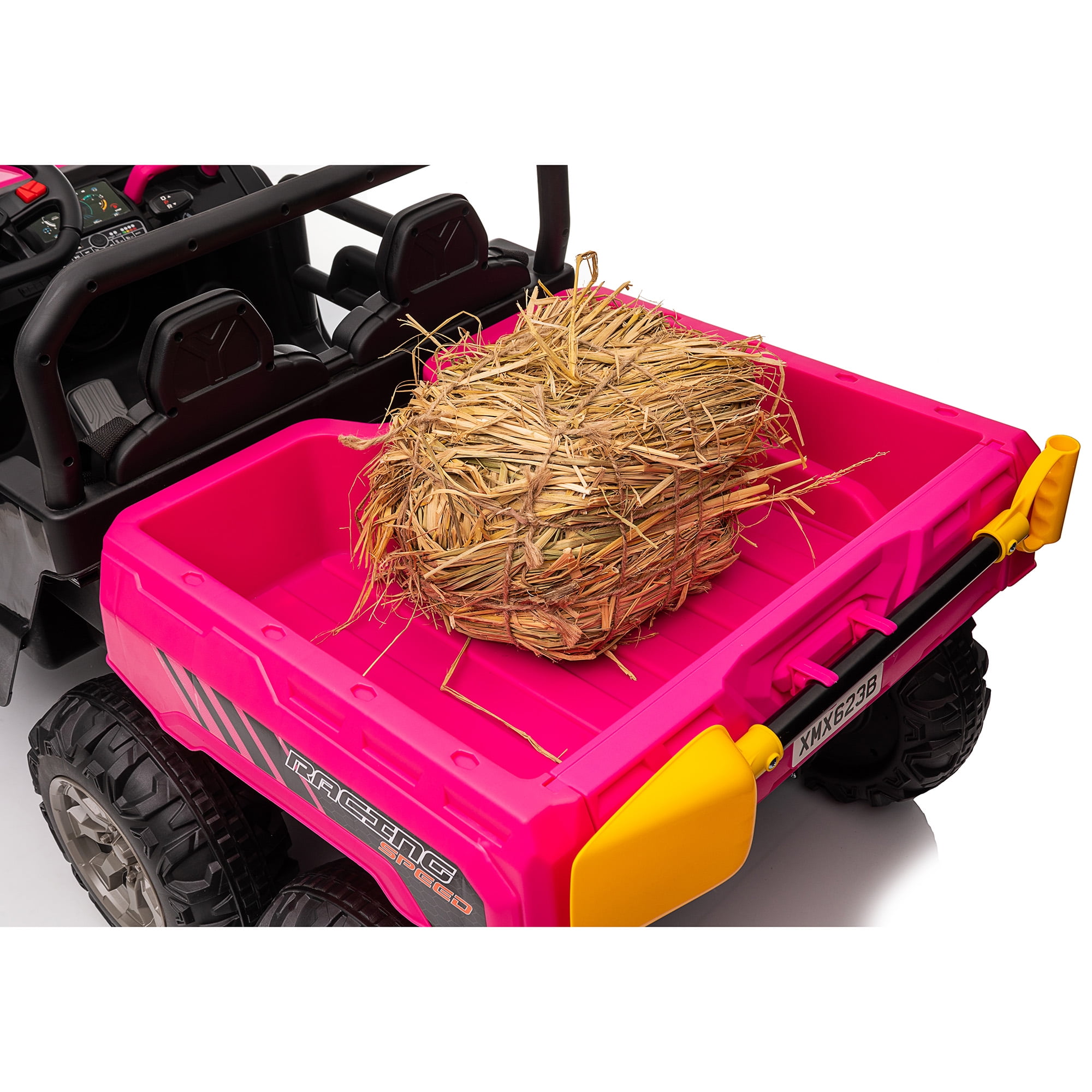 Jorfly 24V Kids Ride on Car, 7AH Battery Powered Toys Car w/ Remote Control, 2 Seater Ride on Truck, Bluetooth Music, LED Lights, Spring Suspension, Pink