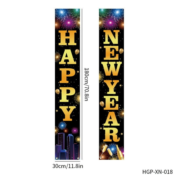 Reciba amablemente a sus invitados con el brillante cartel de Feliz Año Nuevo.
