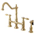 thumbnail image 1 of Kingston Brass Tudor 8" Center Kitchen Faucet With Brass Sprayer, 1 of 2
