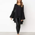 thumbnail image 2 of Women's Casual Crewneck Lantern Long Sleeve High Low Tops Asymmetrical Ruffle Long Tunic Tops Blouse Shirt Dress, 2 of 6