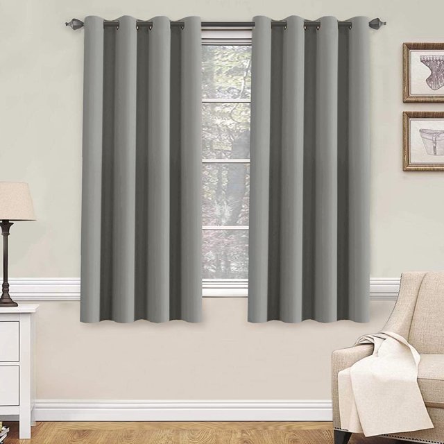 Cortinas blancas de 96 pulgadas de largo, paneles de tratamiento de ventana/cortinas para sala de estar, diseño moderno, paneles de cortina con ojales para comedor, juego de 2, gris paloma, 52 pulgadas de ancho x 63 pulgadas de largo