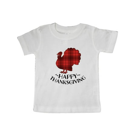 

Inktastic Happy Thanksgiving with Plaid Turkey Silhouette Gift Baby Boy or Baby Girl T-Shirt