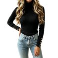 thumbnail image 2 of Women's Long Sleeve Turtleneck Ribbed Knit Sweater, Slim Fit Lightweight Basic Pullover Tops for Fall Winter Layering L, 2 of 5