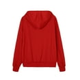 thumbnail image 3 of Femmes Zip jusqu'à Sweat à Capuche Acrylique Automne Collège Manches Courtes Pull-Over Mode Occasionnel École Bureau Voyage Sweat à Capuche Rouge L, 3 of 7